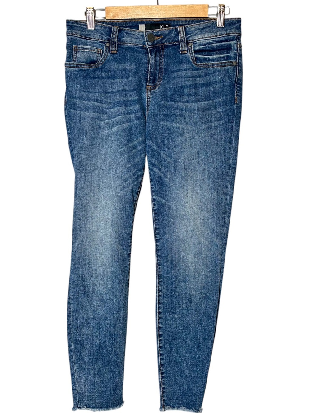 Kut from the Kloth Connie Ankle Skinny Light Distress Blue Denim Stretch Jeans